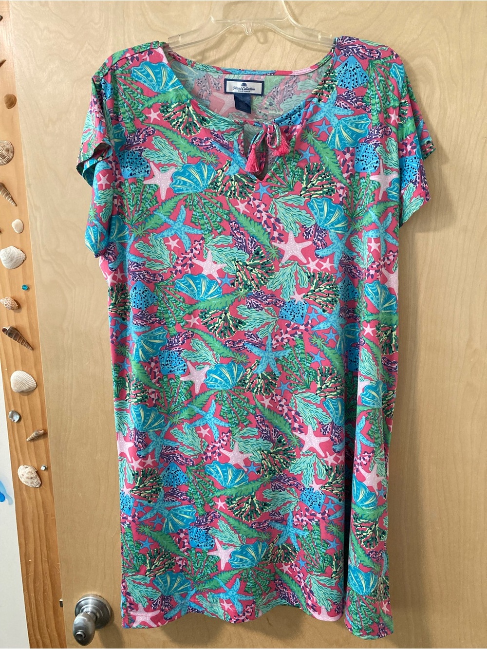 Stella Parker Island Collection Women’s Sz XL Pink Tropical Seascape Shift Dress